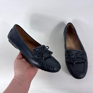 Sebago Meriden Kiltie Loafers Women's 8 Navy Leather Slip-On Moc Toe Casual